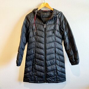 TOMMY HILFIGER Duck Down Full Zip Hooded Jacket Small Packable Lightweight Long